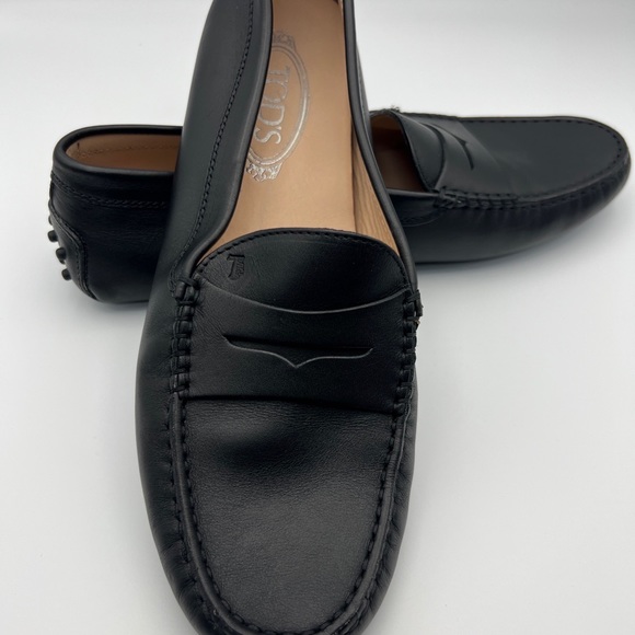 NEW Tods Womens Gommino Driving Penny Loafers Shoes Black Leather Slip On 11 - Picture 7 of 11